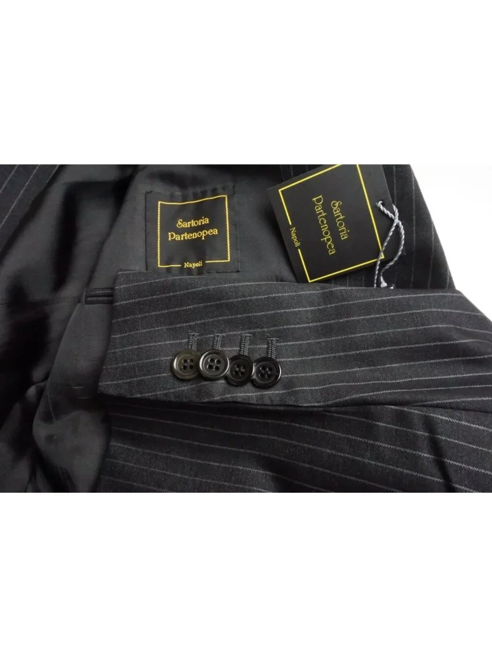 Sartoria Partenopea Charcoal Striped 2 Pc Suit Jacket Pant 50 EU NEW